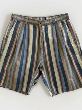 Vintage Ruff Hewn Pleated Men’s Shorts Size 32 X 7 Late 90s Y2K Fashion Preppy